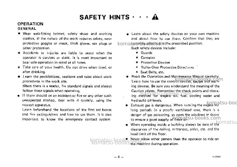 Komatsu d41s-3jpn Operation manual cover Page 5 Komatsu d41s-3jpn Operation manual cover Page 5