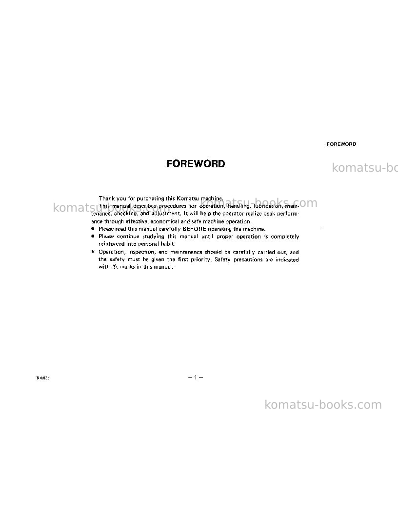 Komatsu d57s-1jpn Operation manual cover Page 5 Komatsu d57s-1jpn Operation manual cover Page 5