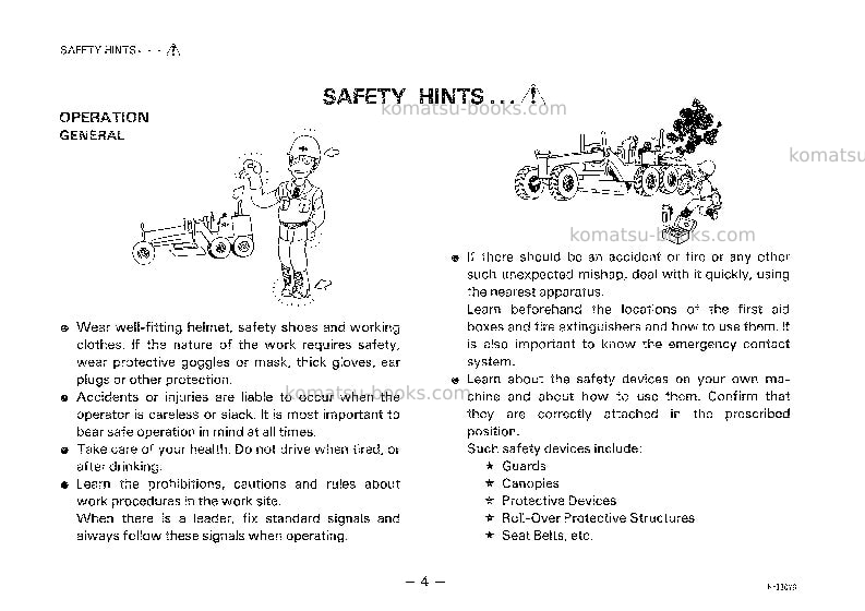 Komatsu gd705a-3jpn Operation manual cover Page 5 Komatsu gd705a-3jpn Operation manual cover Page 5