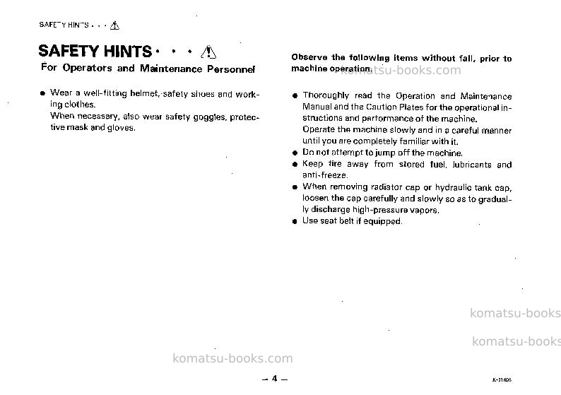 Komatsu gd200a-1jpn Operation manual cover Page 5 Komatsu gd200a-1jpn Operation manual cover Page 5