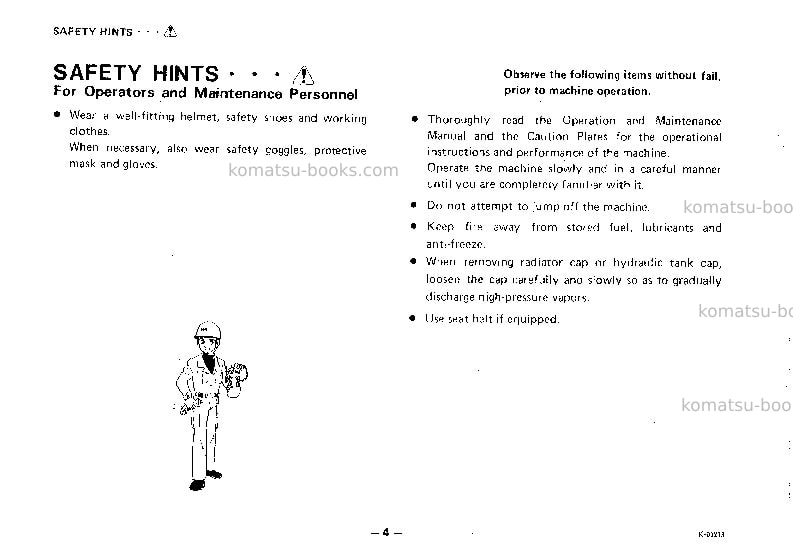 Komatsu gd505r-2jpn Operation manual cover Page 5 Komatsu gd505r-2jpn Operation manual cover Page 5