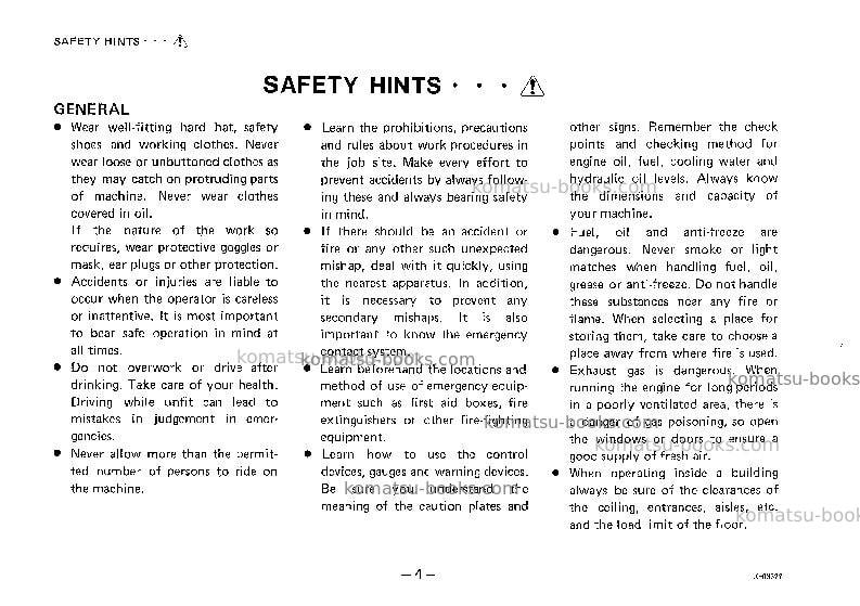 Komatsu hd180-4jpn Operation manual cover Page 5