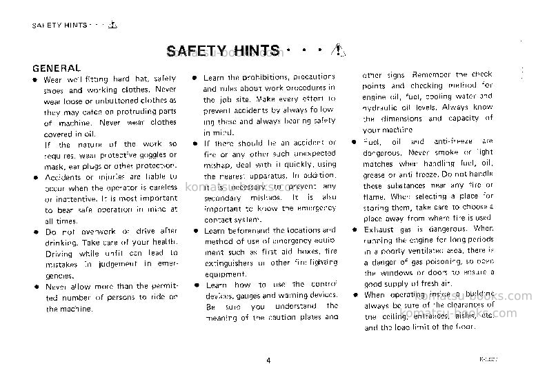 Komatsu hd320-3jpn Operation manual cover Page 5 Komatsu hd320-3jpn Operation manual cover Page 5
