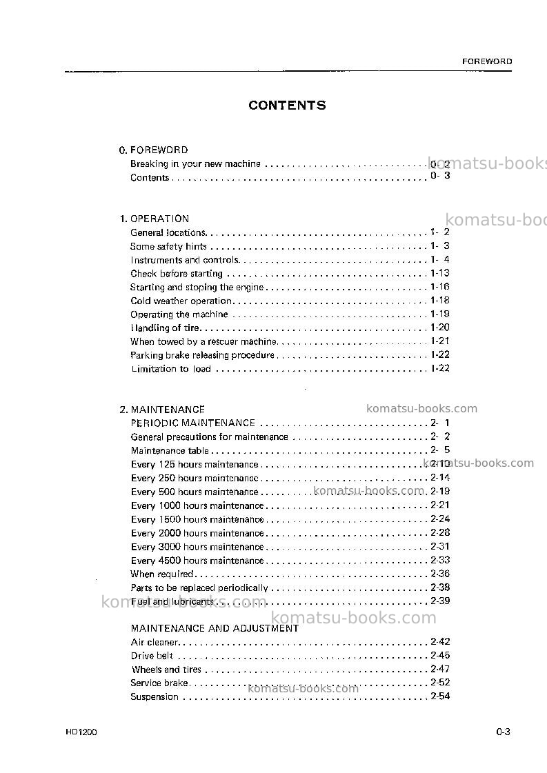 Komatsu hd1200-1jpn Operation manual cover Page 5 Komatsu hd1200-1jpn Operation manual cover Page 5