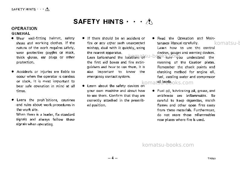 Komatsu ec50zs-3jpn Operation manual cover Page 5 Komatsu ec50zs-3jpn Operation manual cover Page 5