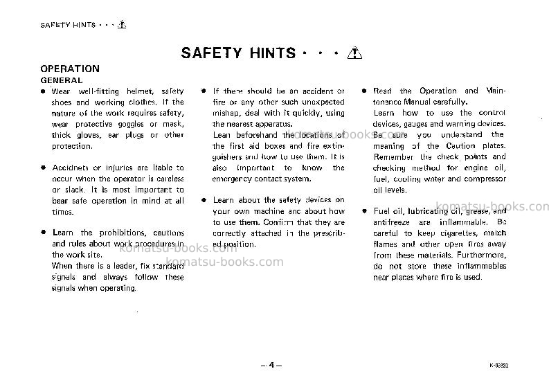 Komatsu ec170v-1jpn Operation manual cover Page 5 Komatsu ec170v-1jpn Operation manual cover Page 5