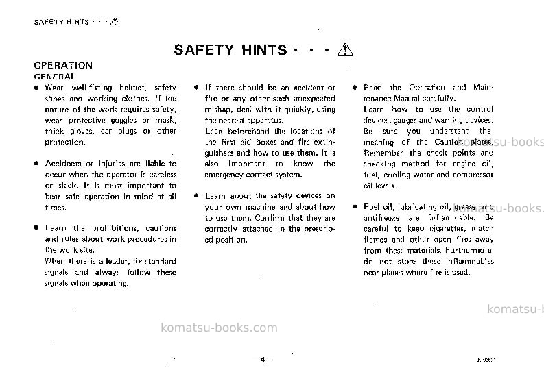 Komatsu ec75z-2jpn Operation manual cover Page 5 Komatsu ec75z-2jpn Operation manual cover Page 5