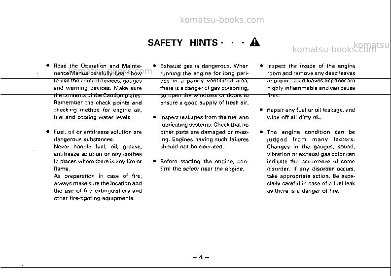 Komatsu 4d95le-1jpn Operation manual cover Page 5 Komatsu 4d95le-1jpn Operation manual cover Page 5