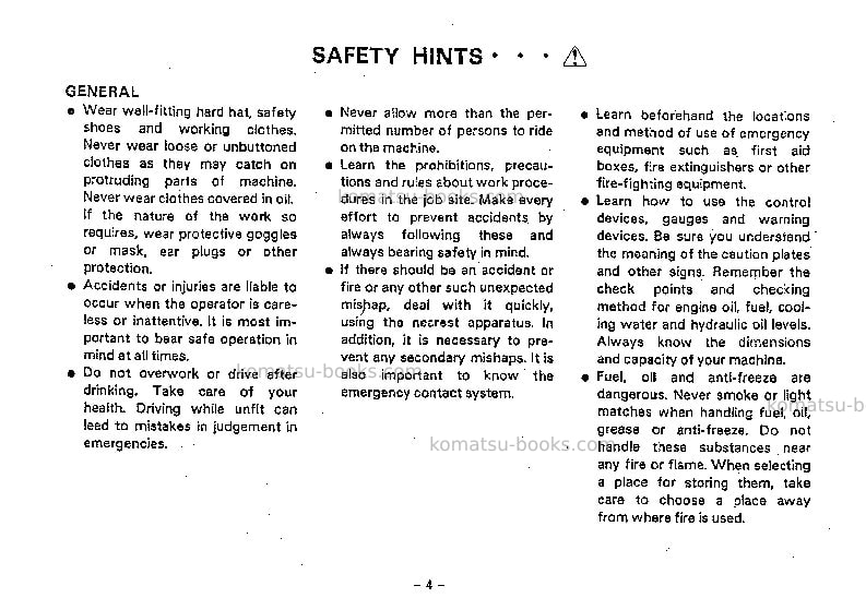 Komatsu hs600s-2jpn Operation manual cover Page 5 Komatsu hs600s-2jpn Operation manual cover Page 5