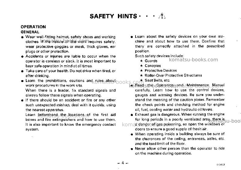 Komatsu d21s-6jpn Operation manual cover Page 5 Komatsu d21s-6jpn Operation manual cover Page 5