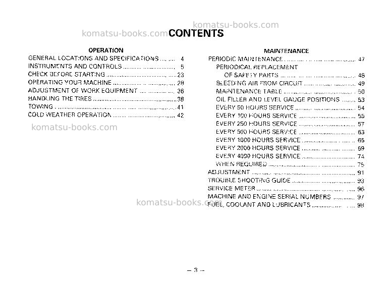 Komatsu wa250-1jpn Operation manual cover Page 5