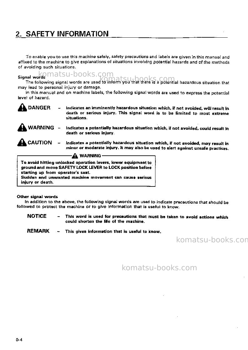 Komatsu hd405-6jpn-tm cntrl system Operation manual cover Page 5