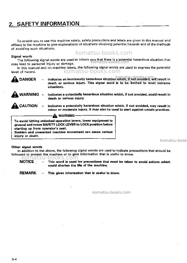Komatsu hd465-5jpn-tm cntrl system Operation manual cover Page 5