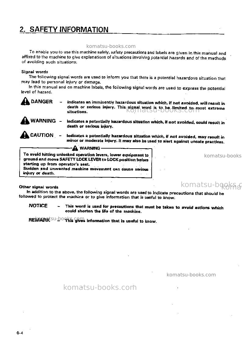 Komatsu hd785-5jpn-tm cntrl system Operation manual cover Page 5 Komatsu hd785-5jpn-tm cntrl system Operation manual cover Page 5