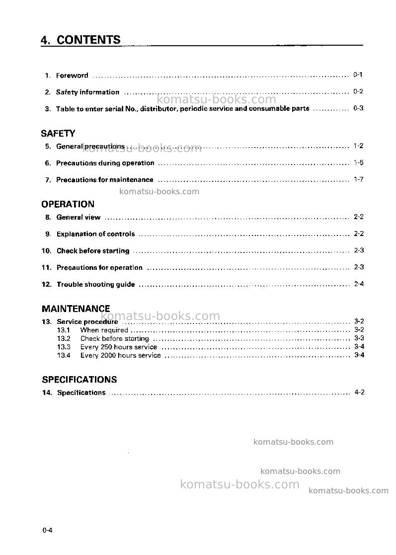 Komatsu drp060-4jpn-multi ripper Operation manual cover Page 5 Komatsu drp060-4jpn-multi ripper Operation manual cover Page 5