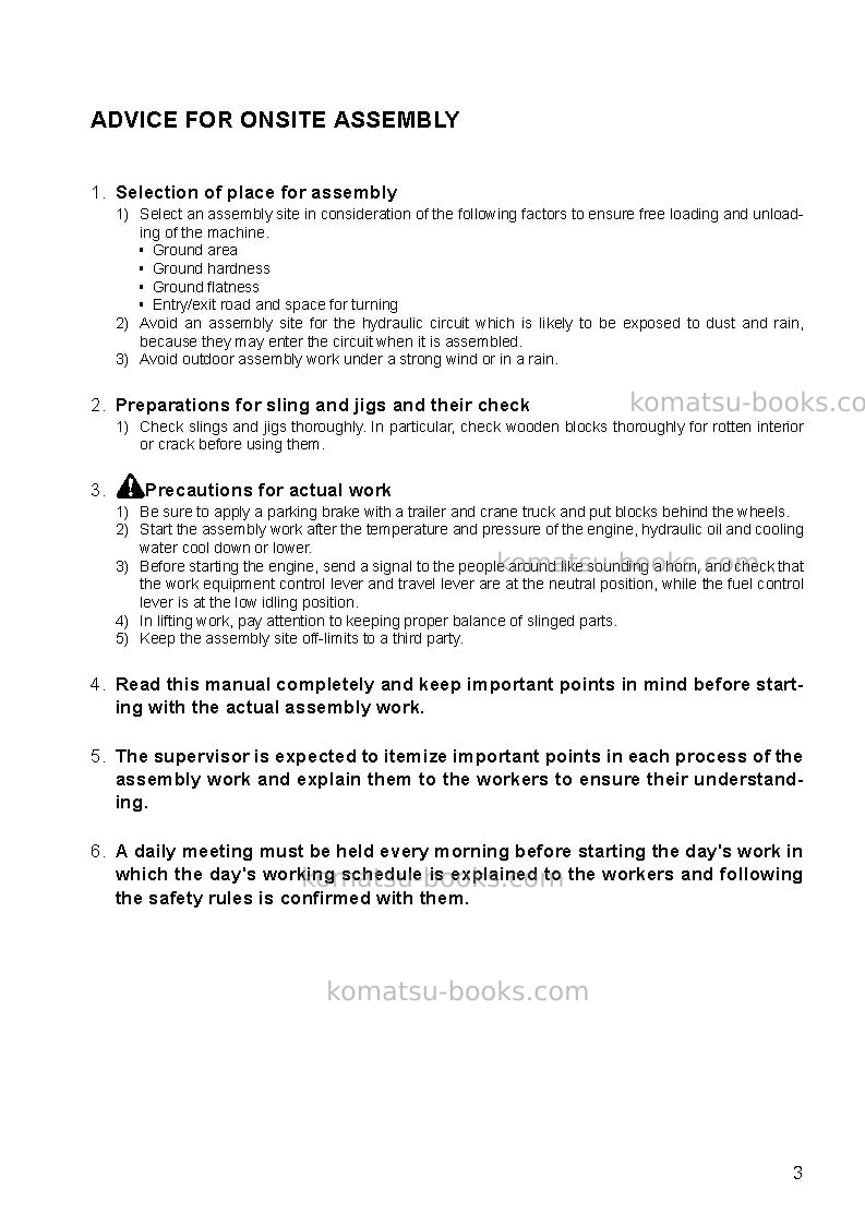 Komatsu br480rg-1jpn Field assembly manual cover Page 5 Komatsu br480rg-1jpn Field assembly manual cover Page 5