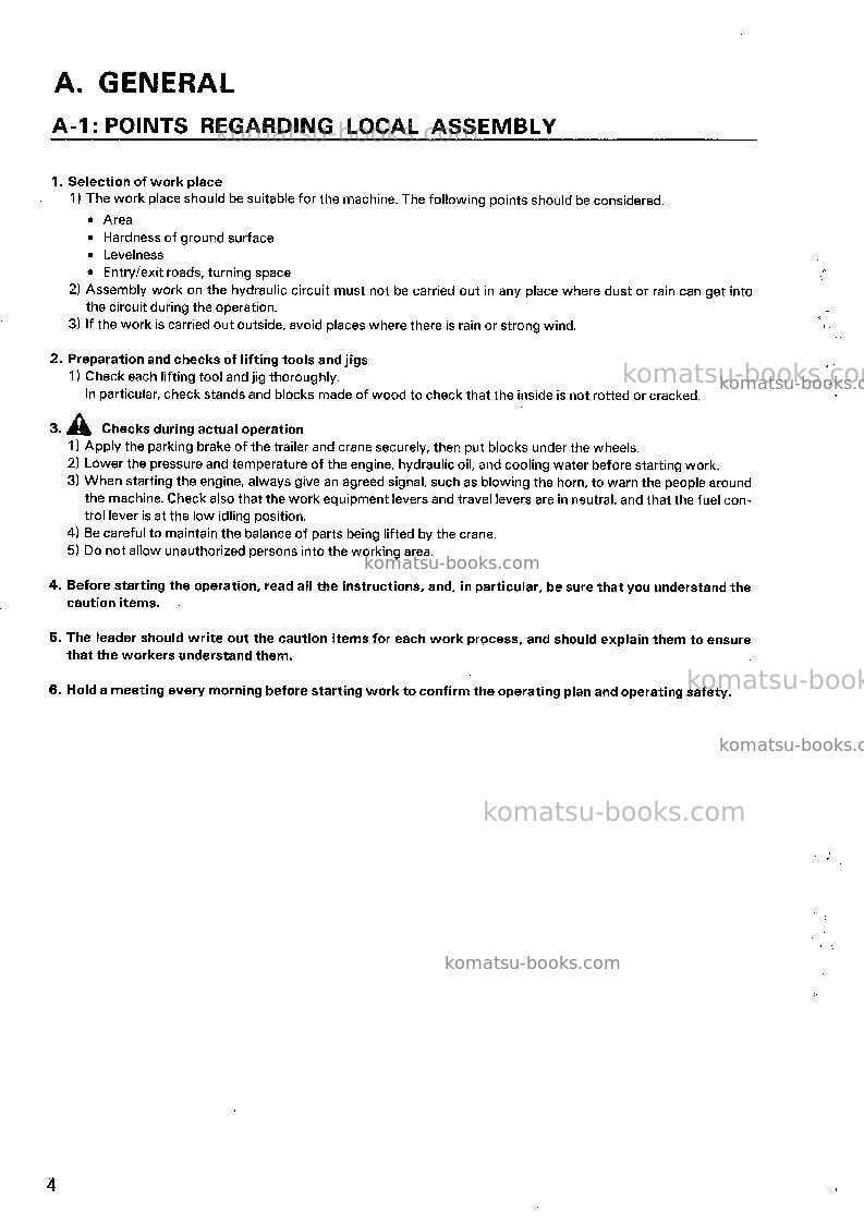 Komatsu pc1600-1jpn Field assembly manual cover Page 5