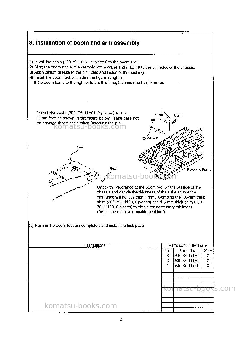 Komatsu pc600lc-6jpn Field assembly manual cover Page 5 Komatsu pc600lc-6jpn Field assembly manual cover Page 5
