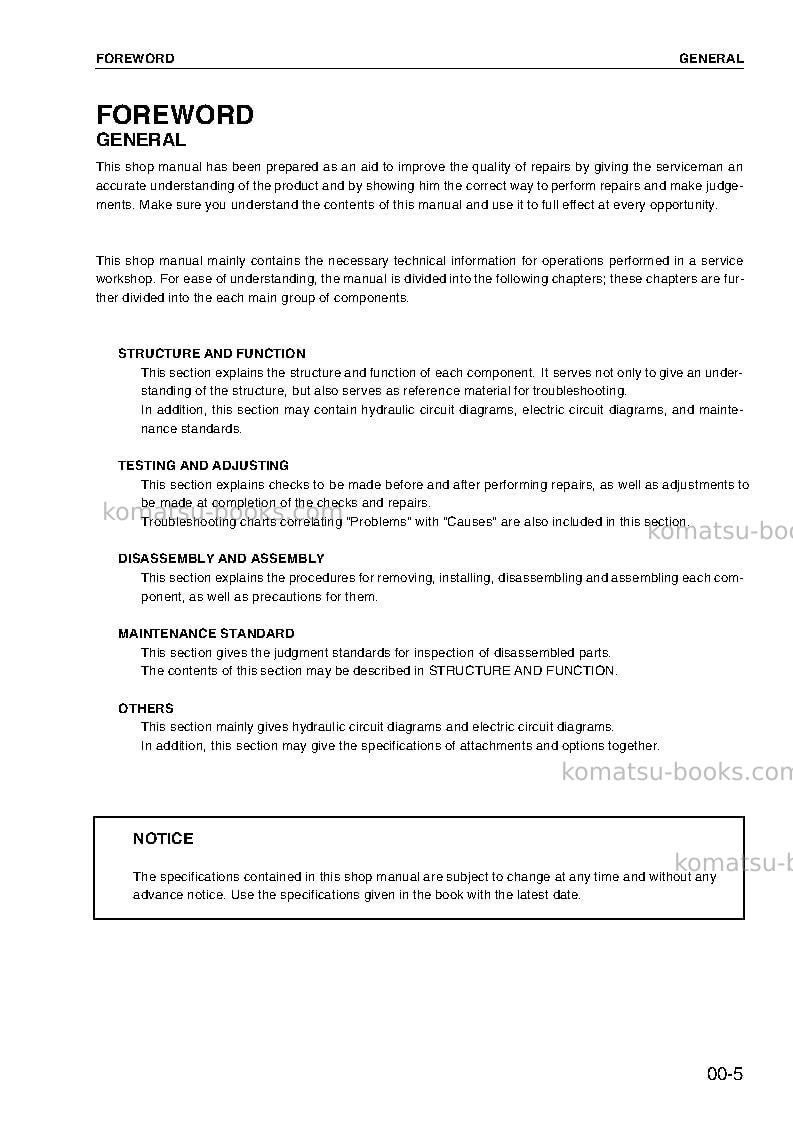Komatsu d375a-5jpn-radio control Repair & maintenance cover Page 5