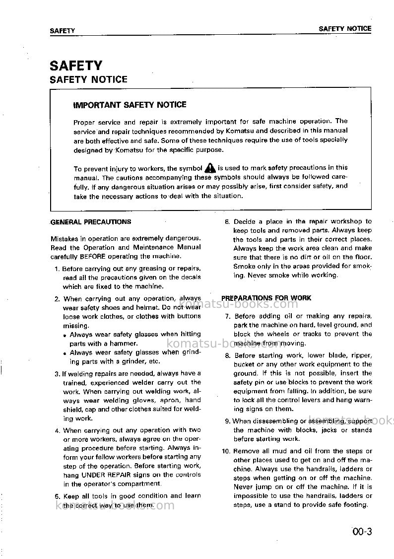Komatsu 6d110-1jpn Repair & maintenance cover Page 5 Komatsu 6d110-1jpn Repair & maintenance cover Page 5