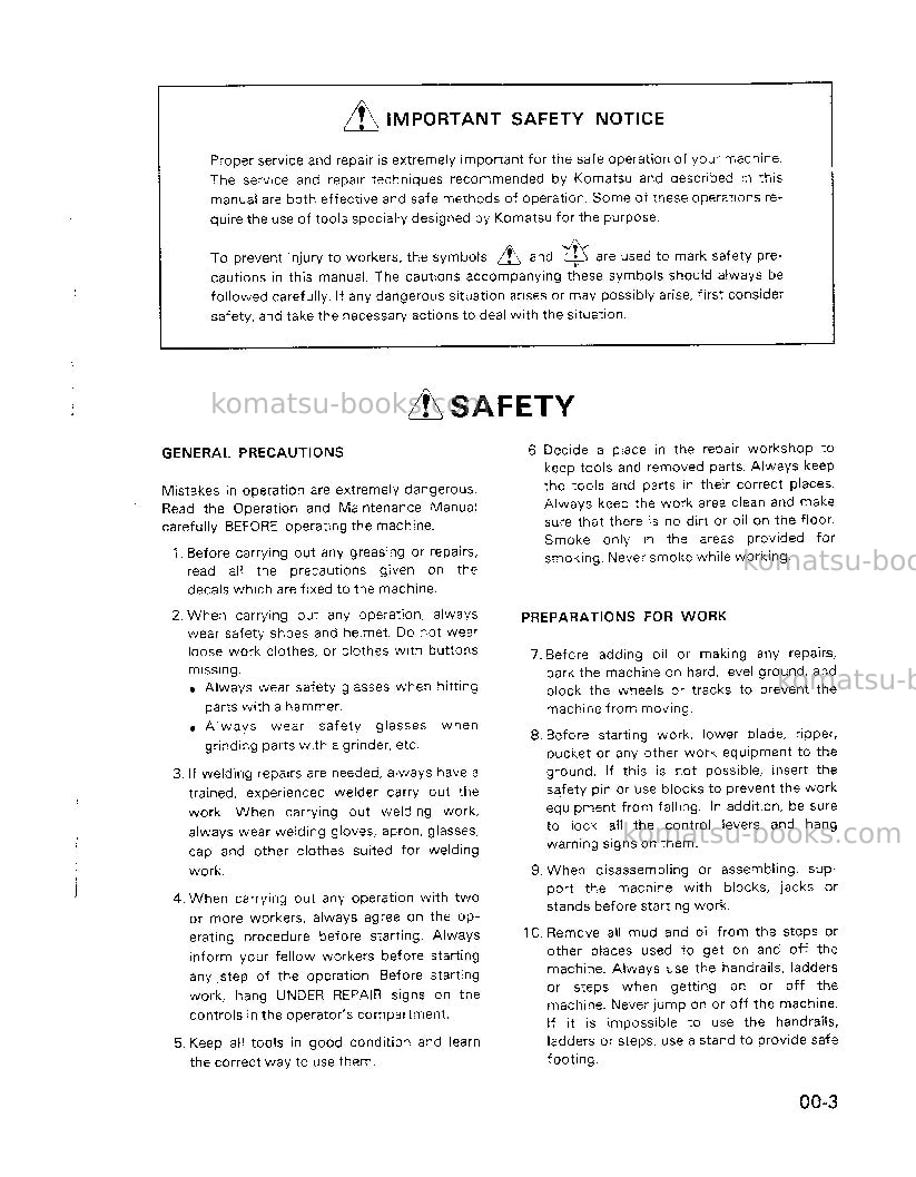 Komatsu 8v170-1jpn Repair & maintenance cover Page 5 Komatsu 8v170-1jpn Repair & maintenance cover Page 5