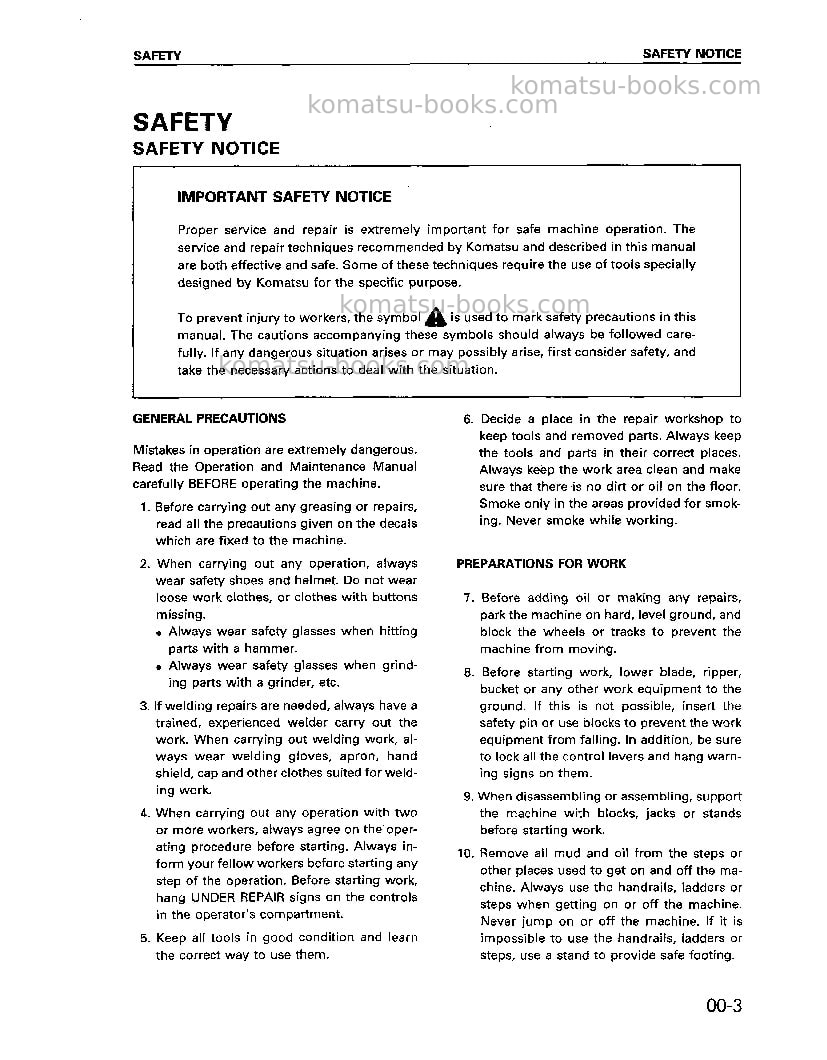 Komatsu 12v170-1jpn Repair & maintenance cover Page 5 Komatsu 12v170-1jpn Repair & maintenance cover Page 5