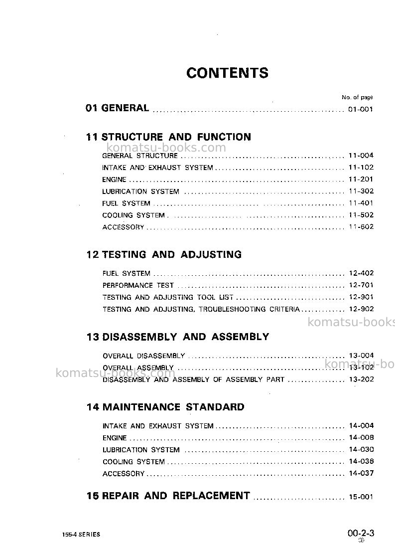 Komatsu s4d155-4jpn Repair & maintenance cover Page 5 Komatsu s4d155-4jpn Repair & maintenance cover Page 5