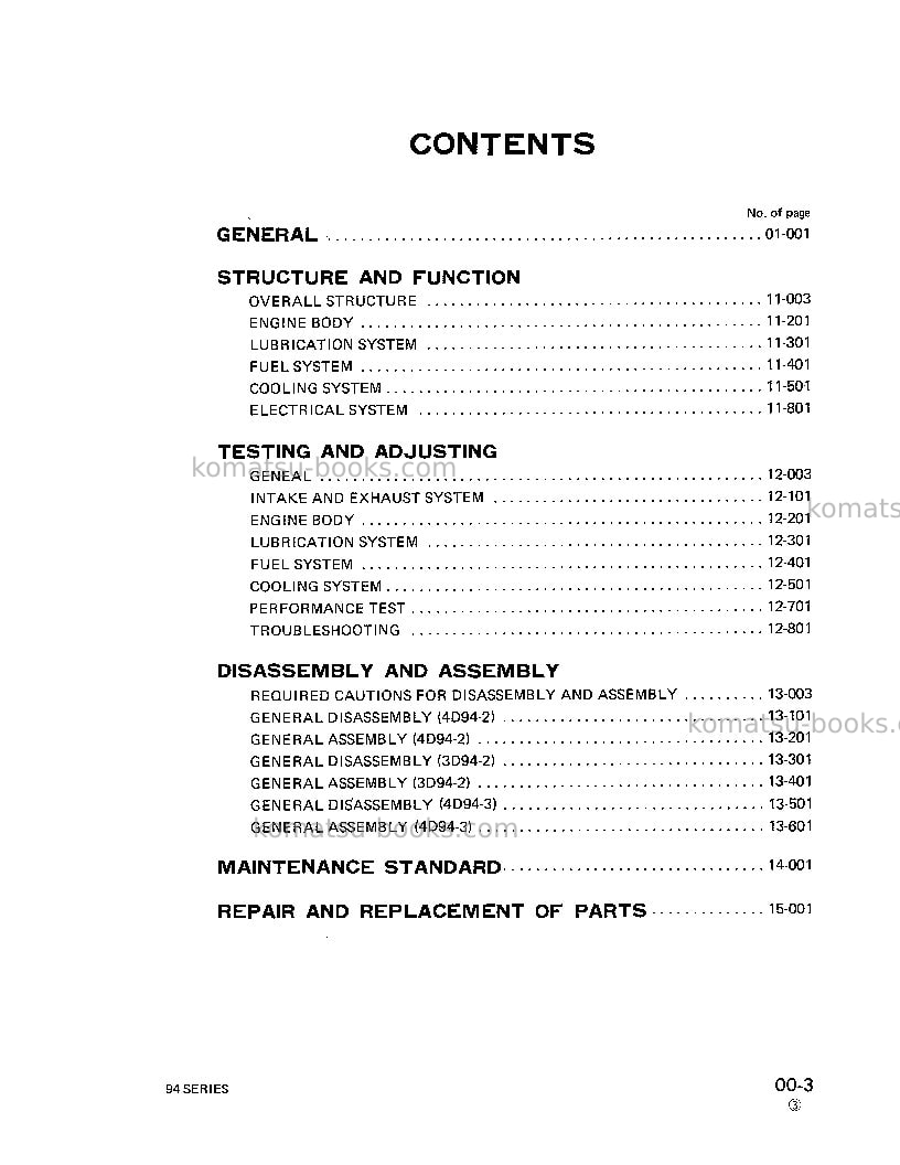 Komatsu 2d94-2jpn-eng. Repair & maintenance cover Page 5