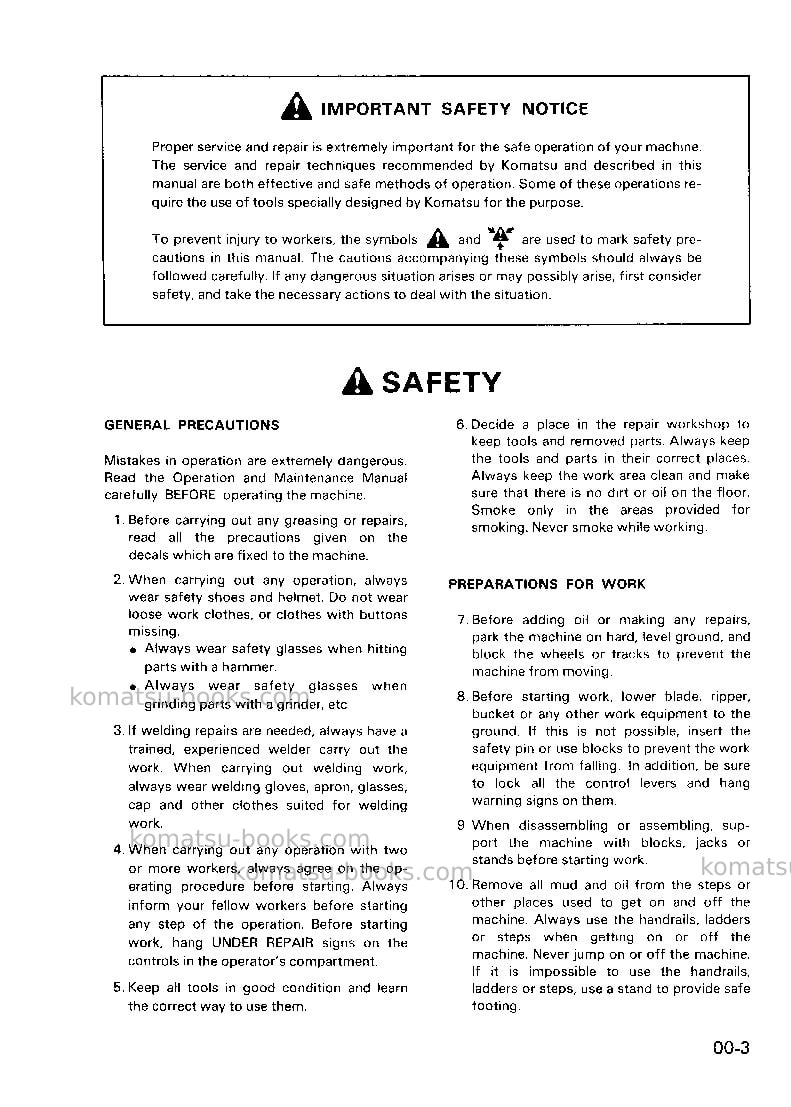 Komatsu d70le-8jpn Repair & maintenance cover Page 5 Komatsu d70le-8jpn Repair & maintenance cover Page 5