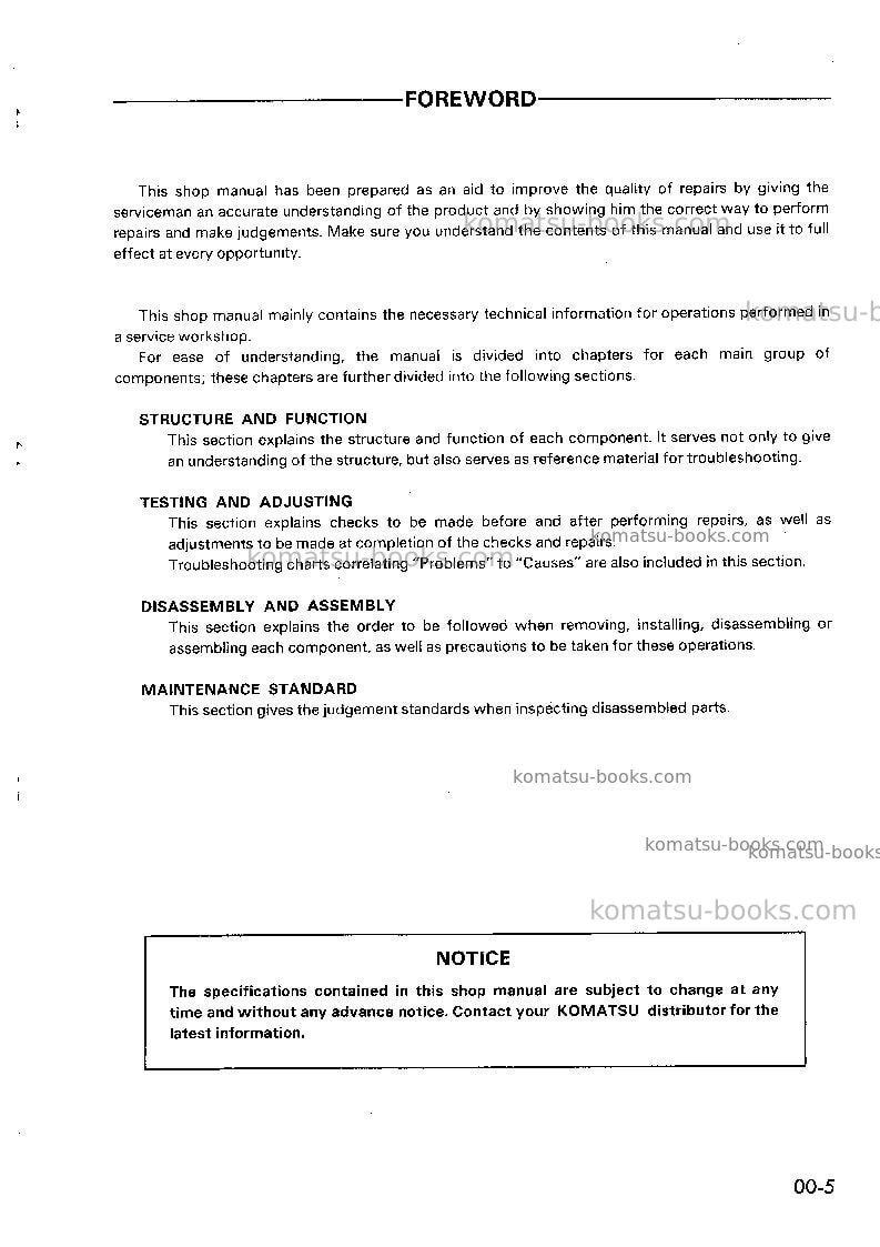 Komatsu 3d72-2jpn Repair & maintenance cover Page 5