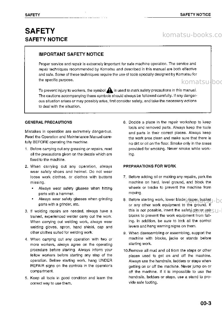 Komatsu s6d170-2jpn Repair & maintenance cover Page 5 Komatsu s6d170-2jpn Repair & maintenance cover Page 5