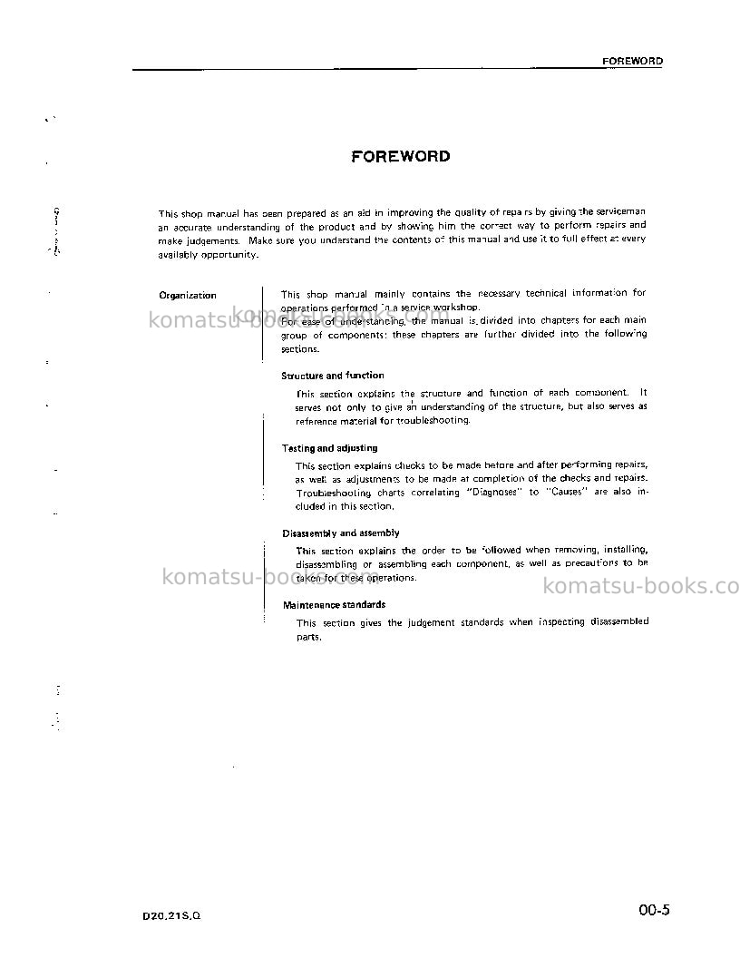 Komatsu d21q-5jpn Repair & maintenance cover Page 5 Komatsu d21q-5jpn Repair & maintenance cover Page 5
