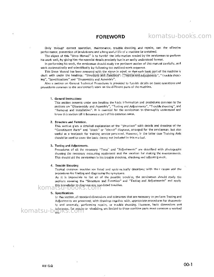 Komatsu d31q-16jpn Repair & maintenance cover Page 5