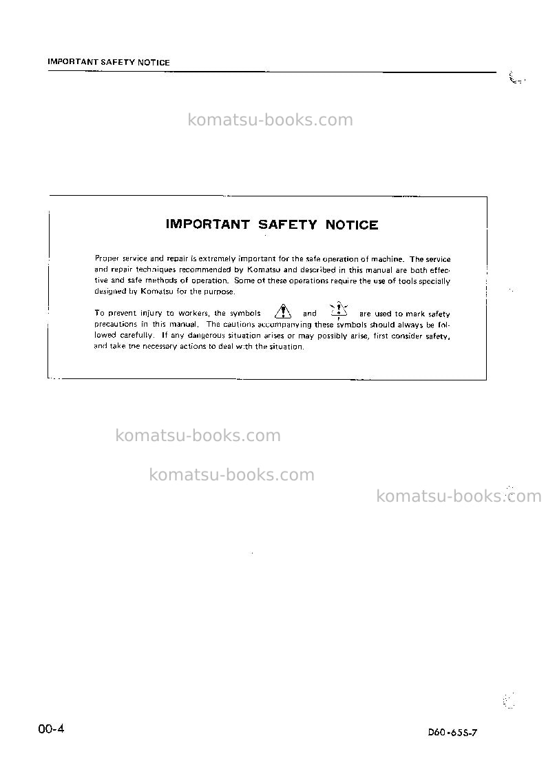 Komatsu d65s-7jpn Repair & maintenance cover Page 5 Komatsu d65s-7jpn Repair & maintenance cover Page 5