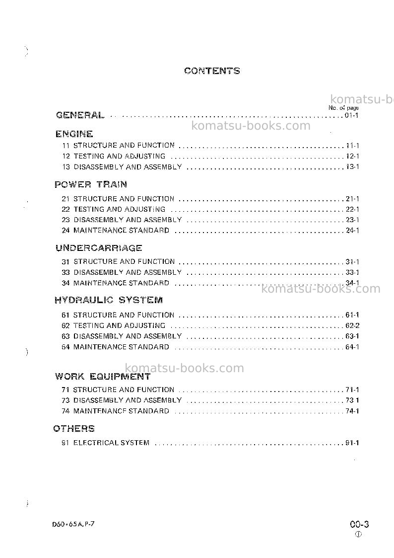 Komatsu d65e-7jpn Repair & maintenance cover Page 5 Komatsu d65e-7jpn Repair & maintenance cover Page 5