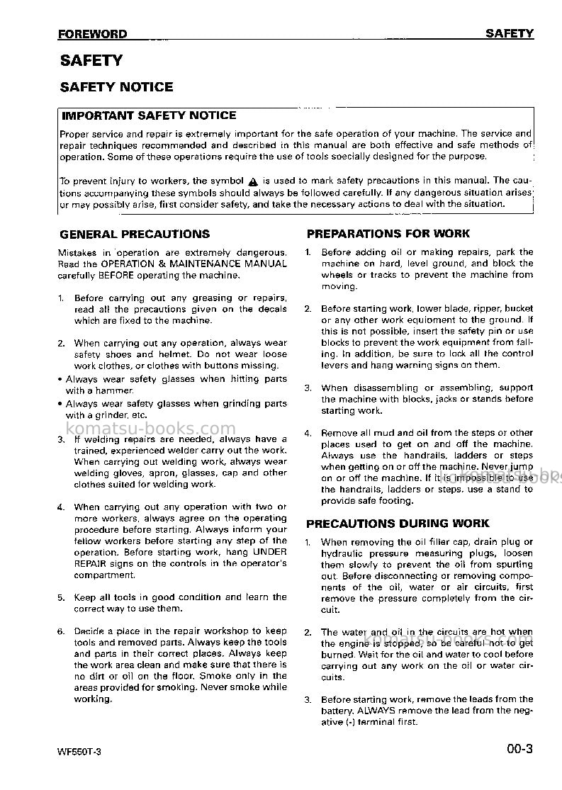 Komatsu wf550t-3jpn Repair & maintenance cover Page 5