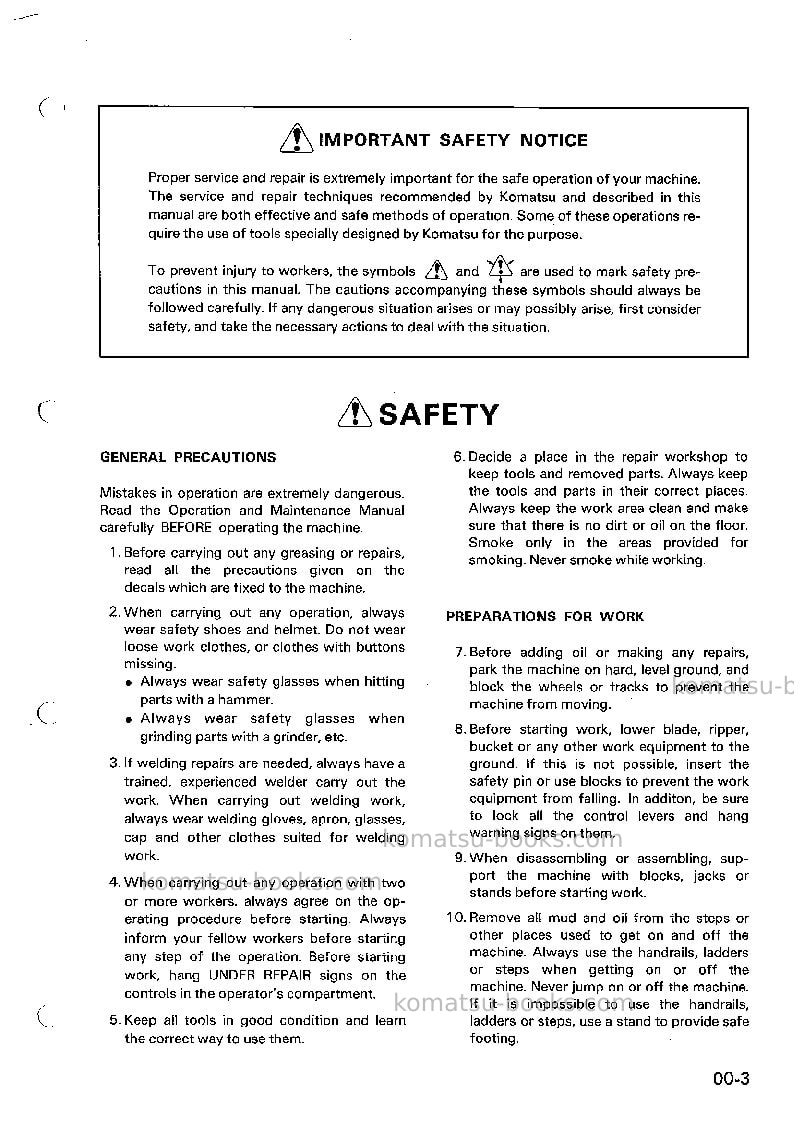 Komatsu pc120-2jpn Repair & maintenance cover Page 5 Komatsu pc120-2jpn Repair & maintenance cover Page 5