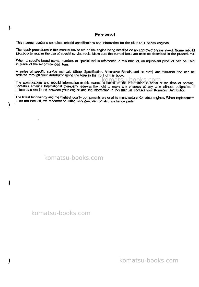 Komatsu saa6d114-1jpn Repair & maintenance cover Page 5