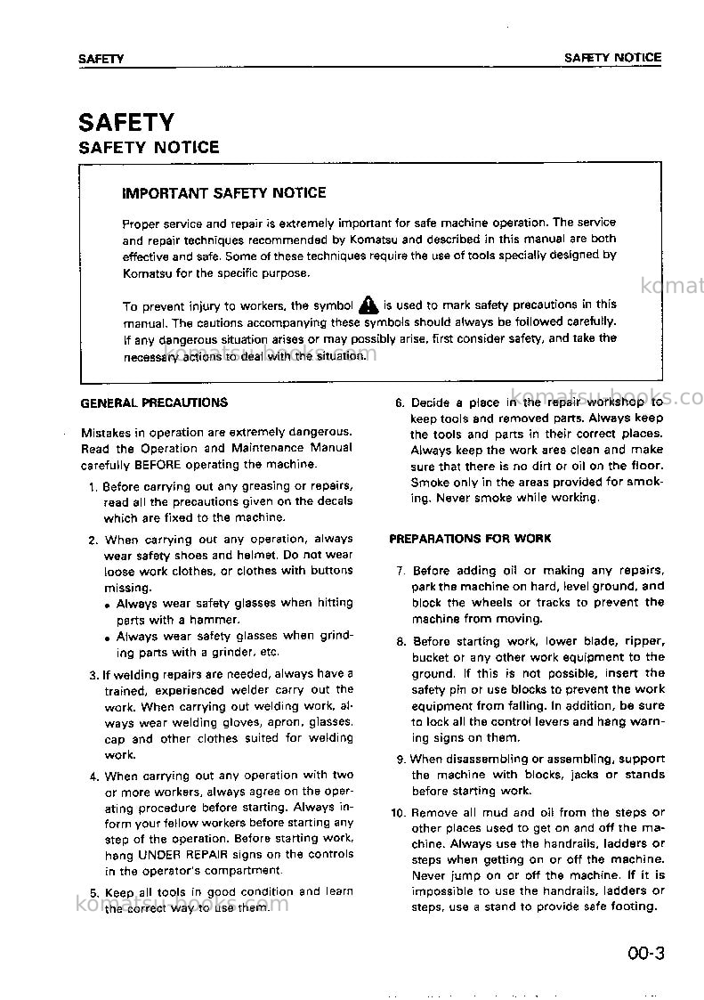 Komatsu pw100-3jpn Repair & maintenance cover Page 5