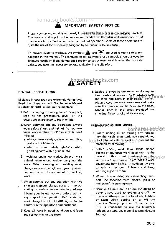 Komatsu pc07-1jpn Repair & maintenance cover Page 5