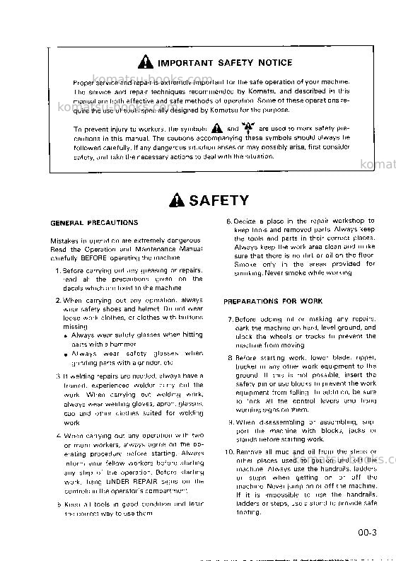 Komatsu pc20-6jpn Repair & maintenance cover Page 5 Komatsu pc20-6jpn Repair & maintenance cover Page 5