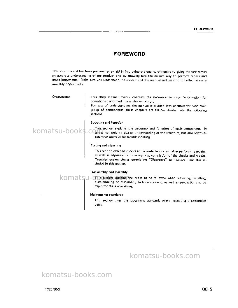 Komatsu pc30-3jpn Repair & maintenance cover Page 5 Komatsu pc30-3jpn Repair & maintenance cover Page 5