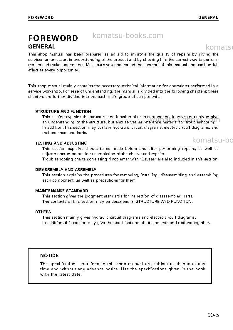 Komatsu d375a-3jpn--50c degree for canada Repair & maintenance cover Page 5 Komatsu d375a-3jpn--50c degree for canada Repair & maintenance cover Page 5