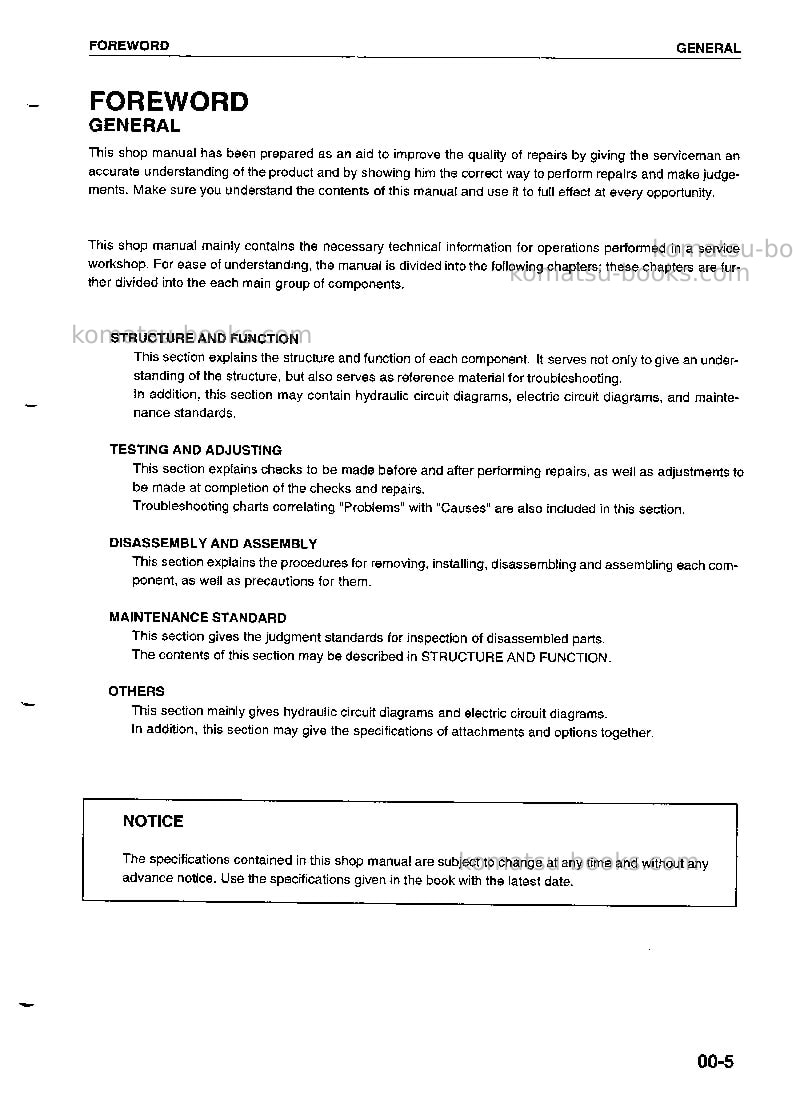 Komatsu d475a-3jpn Repair & maintenance cover Page 5 Komatsu d475a-3jpn Repair & maintenance cover Page 5