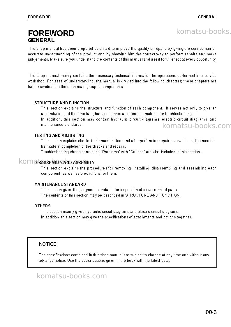 Komatsu d275ax-5jpn-landfill Repair & maintenance cover Page 5