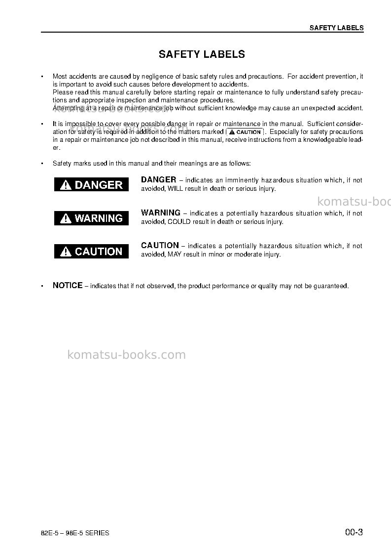 Komatsu 3d82ae-5jpn Repair & maintenance cover Page 5