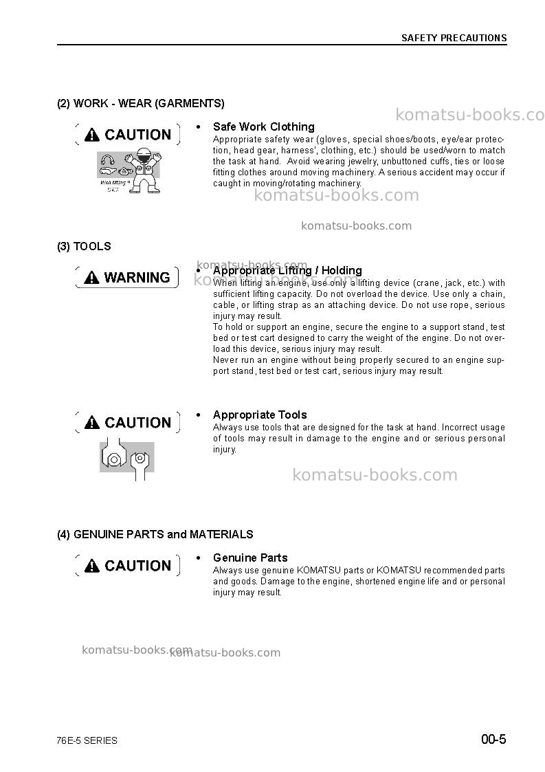 Komatsu 3d76e-5jpn-n-ba Repair & maintenance cover Page 5 Komatsu 3d76e-5jpn-n-ba Repair & maintenance cover Page 5