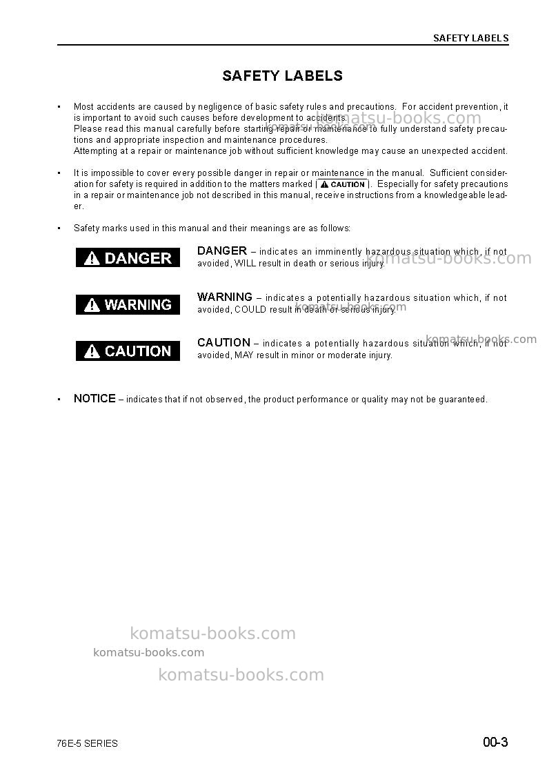 Komatsu 2d70e-5jpn Repair & maintenance cover Page 5