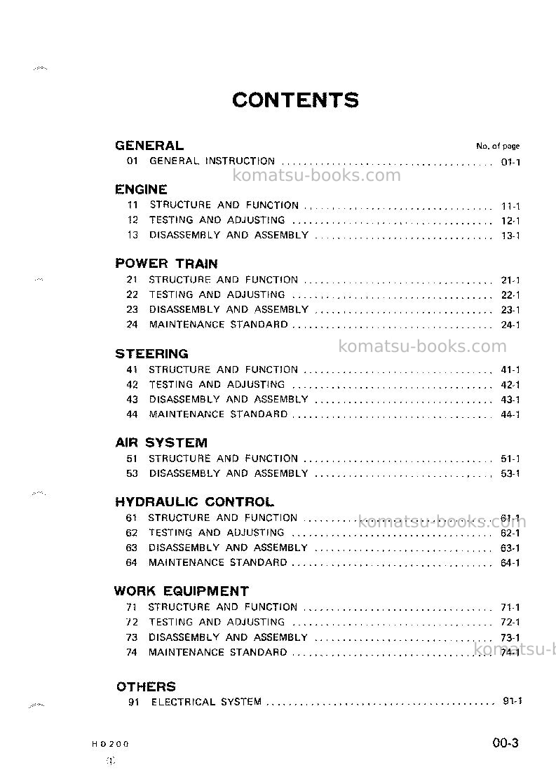 Komatsu hd200-2jpn Repair & maintenance cover Page 5 Komatsu hd200-2jpn Repair & maintenance cover Page 5