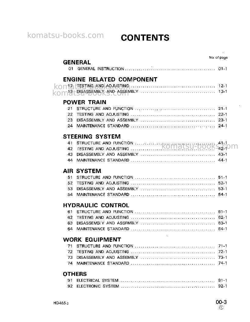 Komatsu hd465-2jpn Repair & maintenance cover Page 5